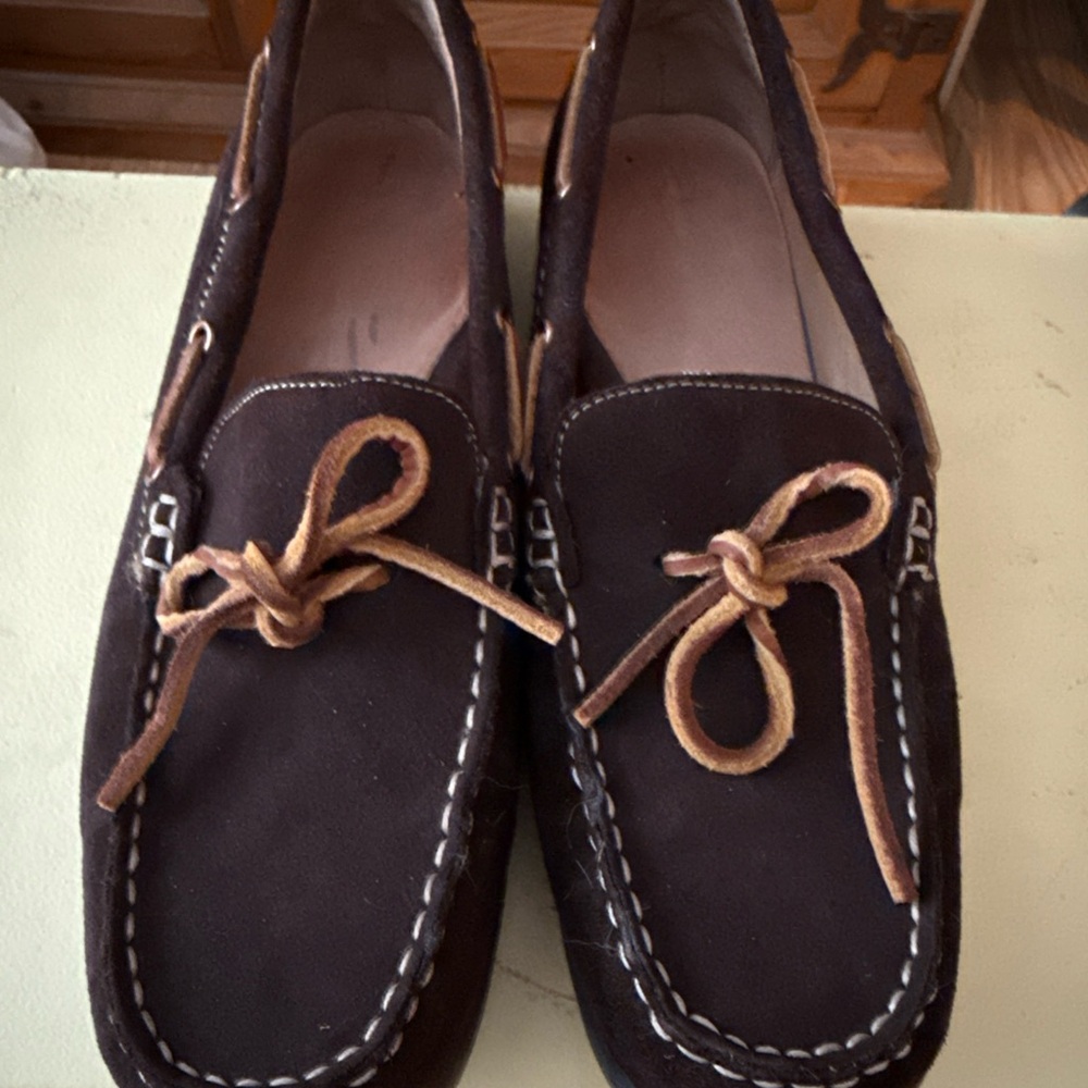 Lands End Women's Brown Leather Loafer Moccasins